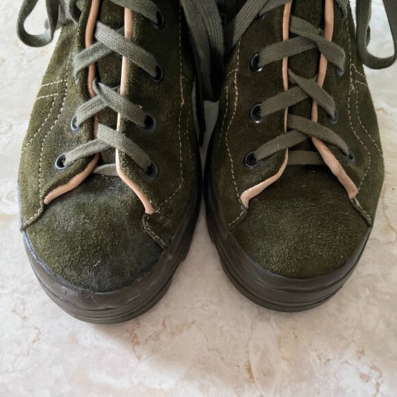 Le Chameau Sz 40/7.5 Mens RARE Olive Suede Lug Sole Boots Made in France main image 9